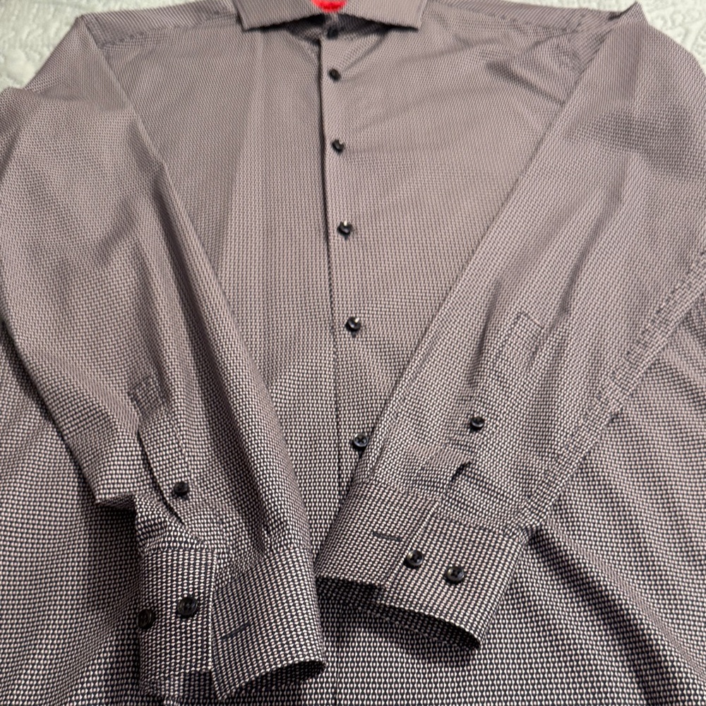 HUGO BOSS Men's Navy Geometric Dress Shirt - Picture 2 of 6